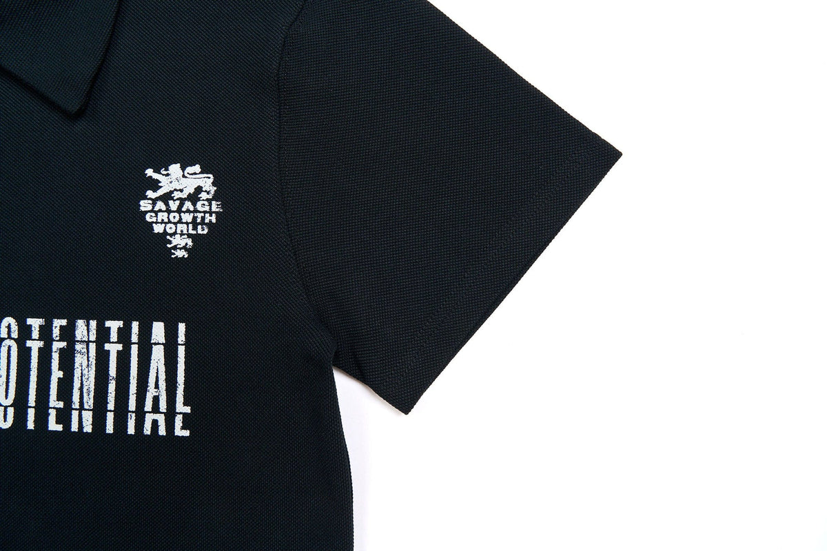 SAVAGEGROWTHWORLD No Wasted Potential Stripe-Back Polo T-Shirt