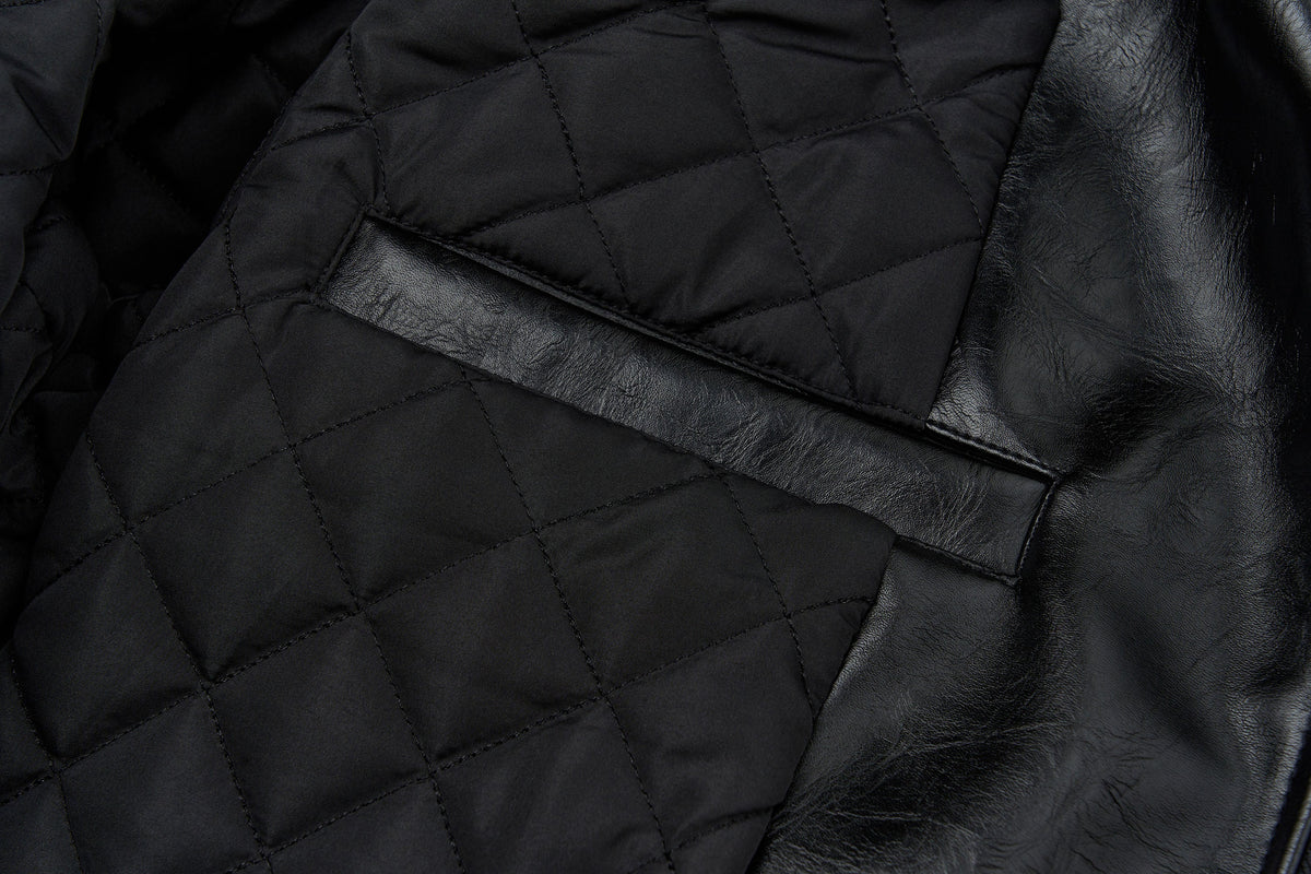 SAVAGEGROWTHWORLD No.05 Patch Faux Leather Studded Moto Jacket