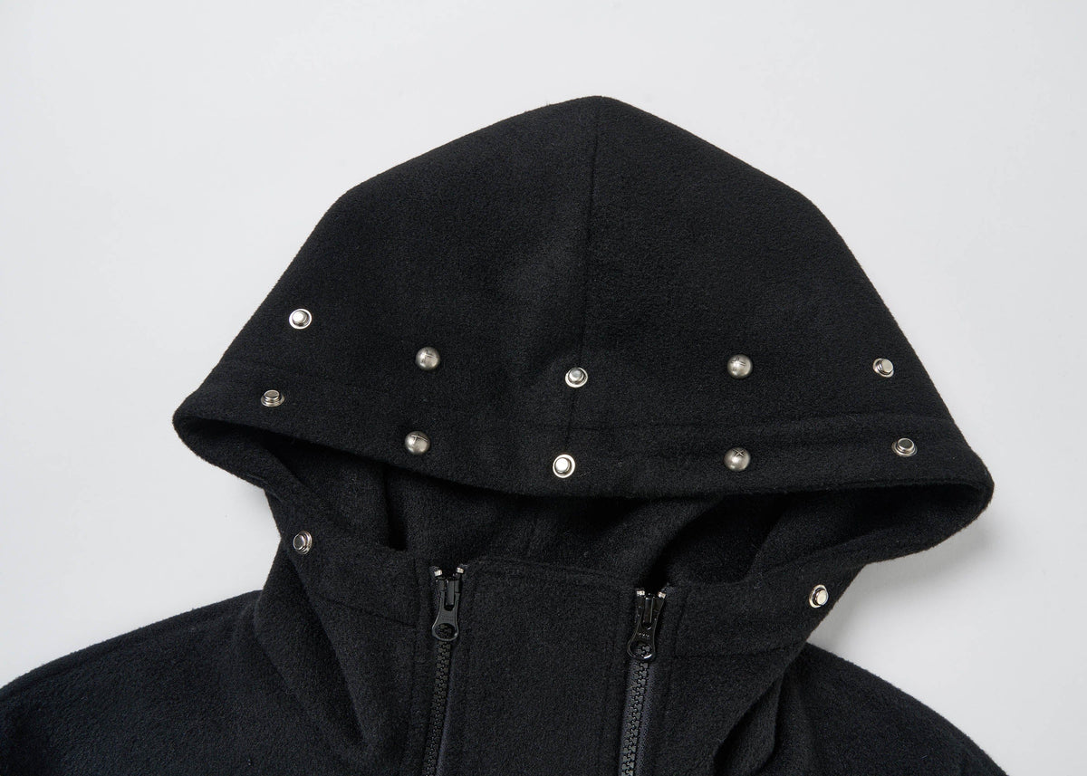 SAVAGEGROWTHWORLD Detachable Fur Collar Double-Zipper Coat
