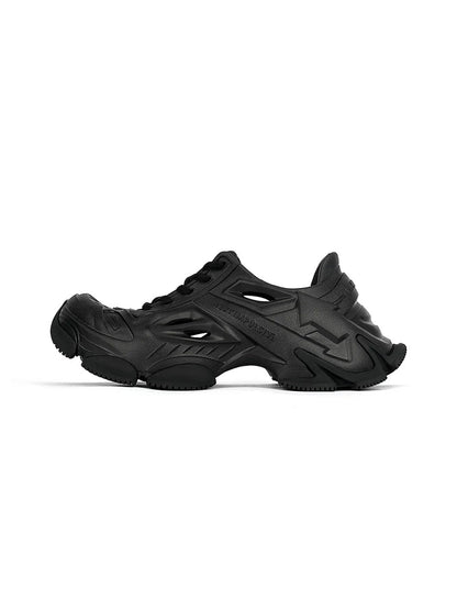 Black Time-Space Platform Clog Sneakers