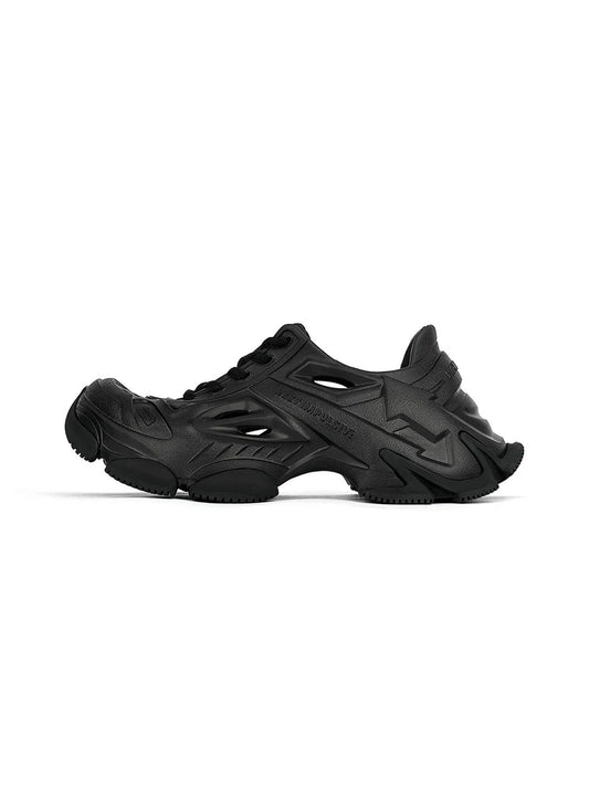 Black Time-Space Platform Clog Sneakers