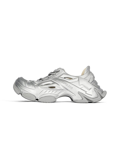 Silver Time-Space Platform Clog Sneakers