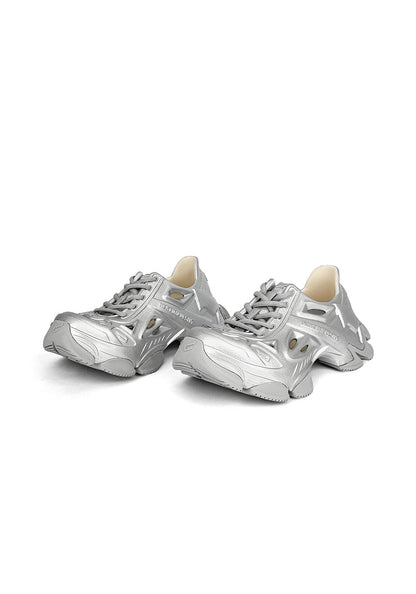 Silver Time-Space Platform Clog Sneakers