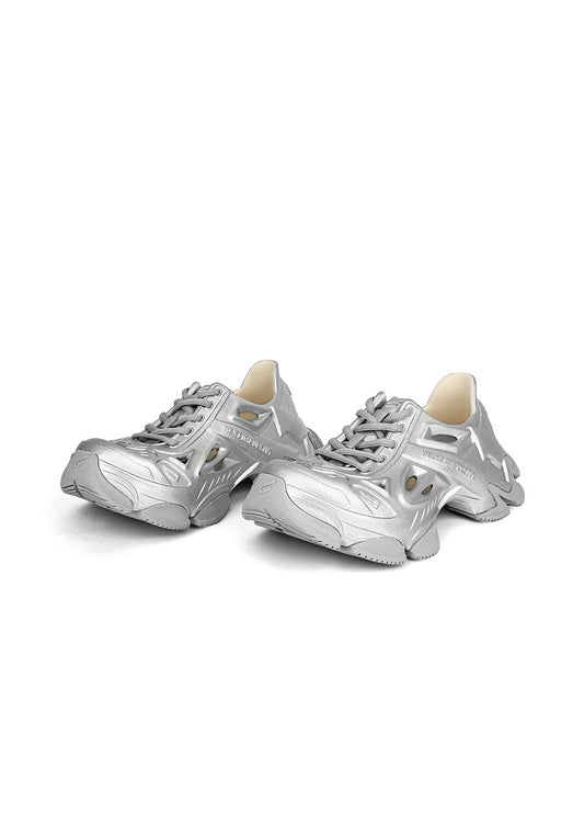 Silver Time-Space Platform Clog Sneakers