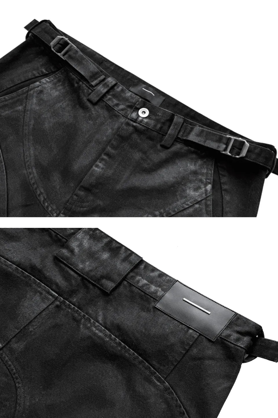 Dark Coated Distorted Seam Jeans