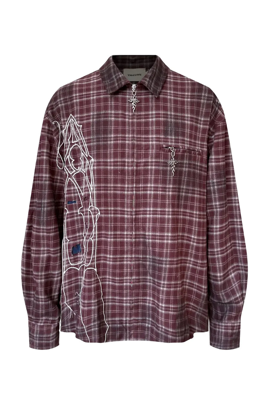 Dark Waxed Plaid Zip Shirt Jacket