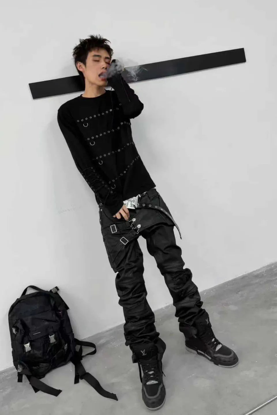 Deconstructed D Ring Strapped LS T-shirt