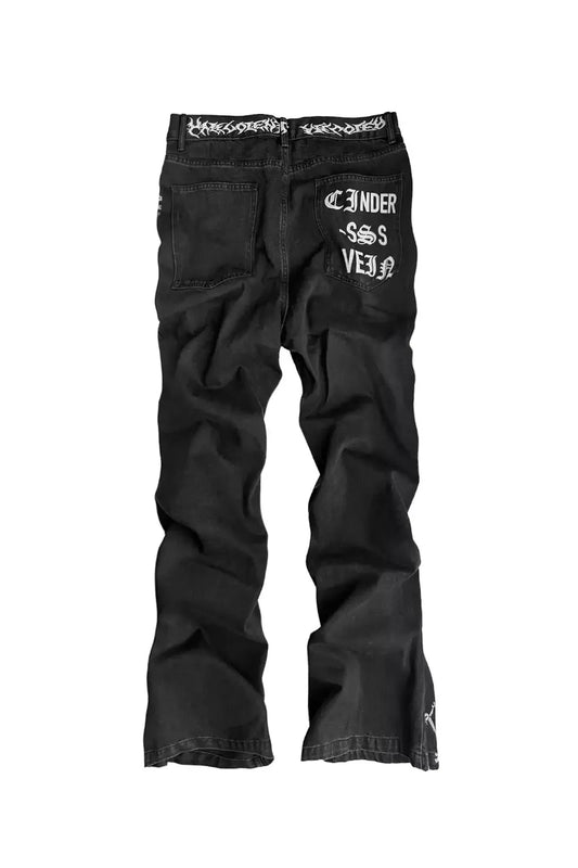 Demon Skull Direct Printed Flared Jeans