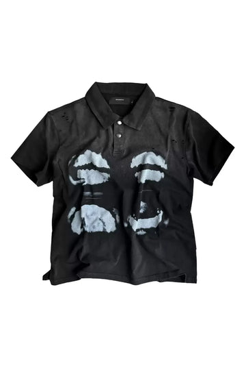 Destroyed X Ray Print Polo Shirt