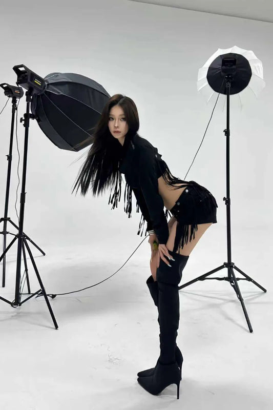 Detachable Fringe Grungy Suede Jacket