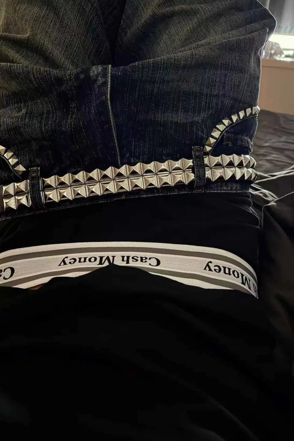 Diamond Studded Industrial Leather Belt
