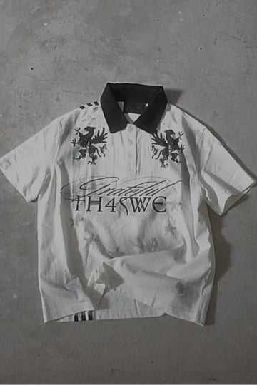 Dirt Washed Destroyed Cropped Polo Shirts