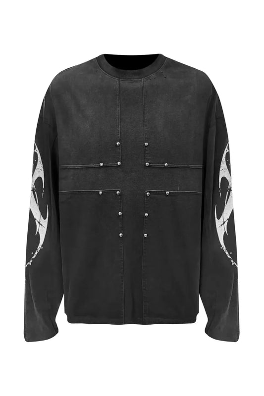 Distressed Cross Long Sleeve T-shirt