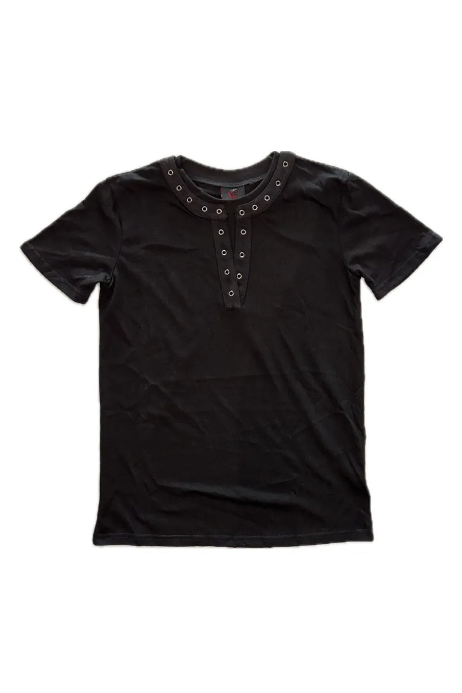 Double Layer V Neck Riveted T-Shirt