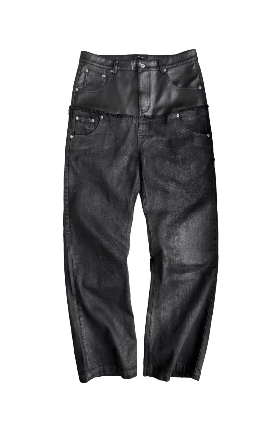 Double Waist Waxed Destroyed Jeans
