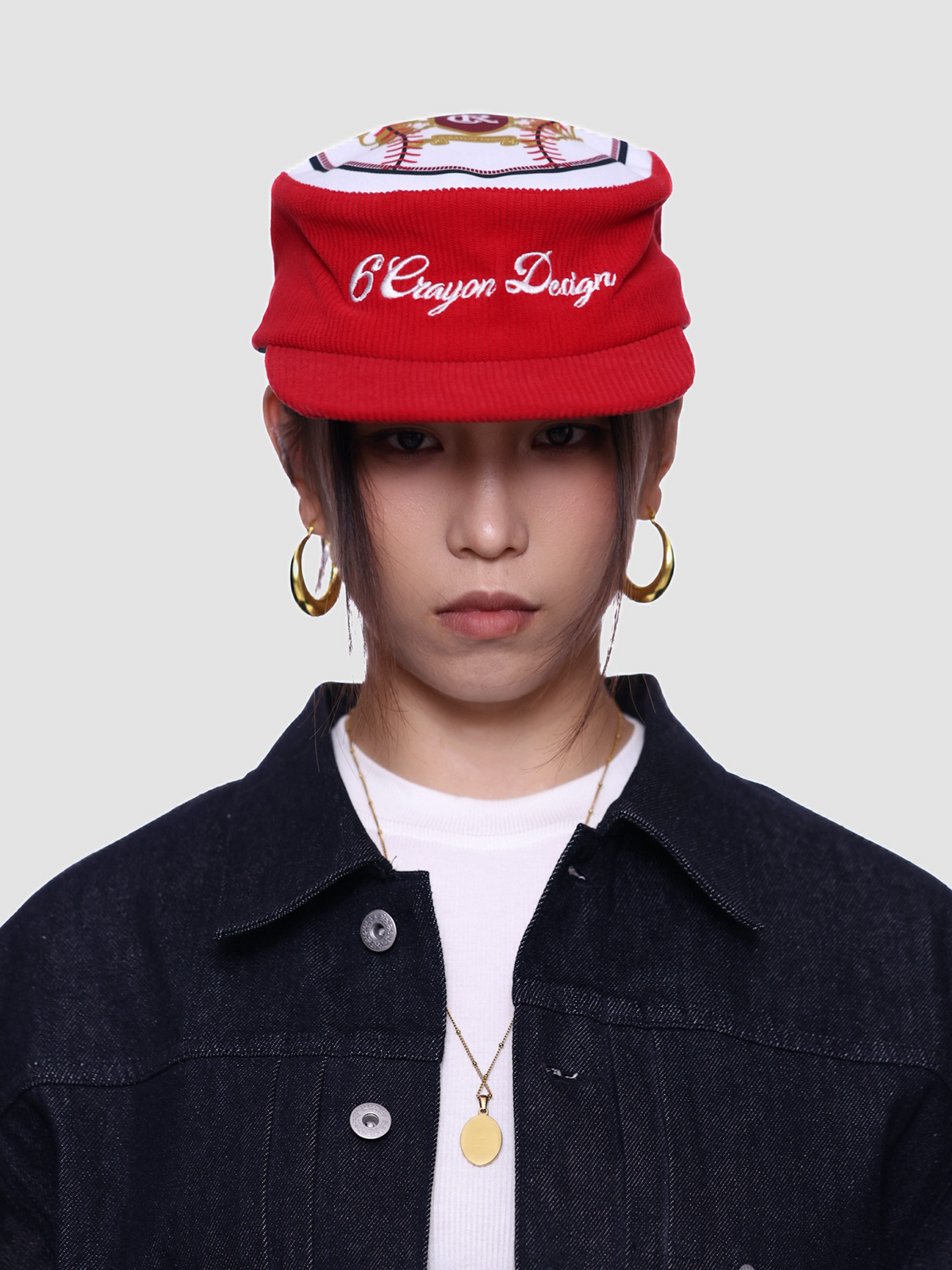 6CRAYON Embroidered Patchwork Corduroy Baseball Cap