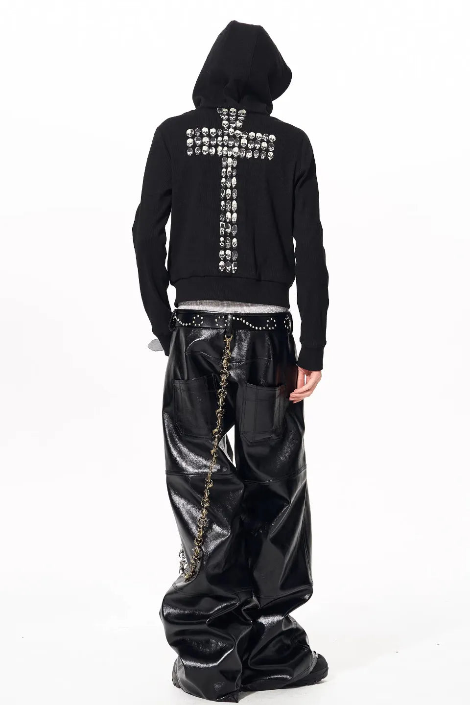 Gothic Skull Cross Graphic Zip Hoodie