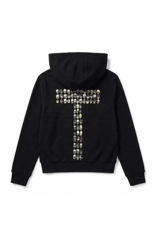 Gothic Skull Cross Graphic Zip Hoodie
