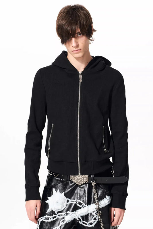 Gothic Skull Cross Graphic Zip Hoodie
