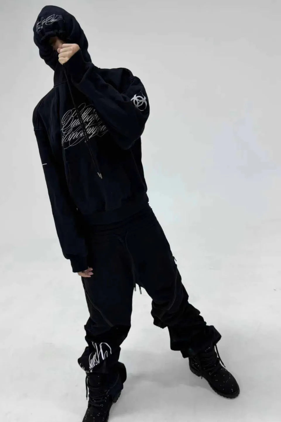 Multi Zip Calligraphy Sweatpants
