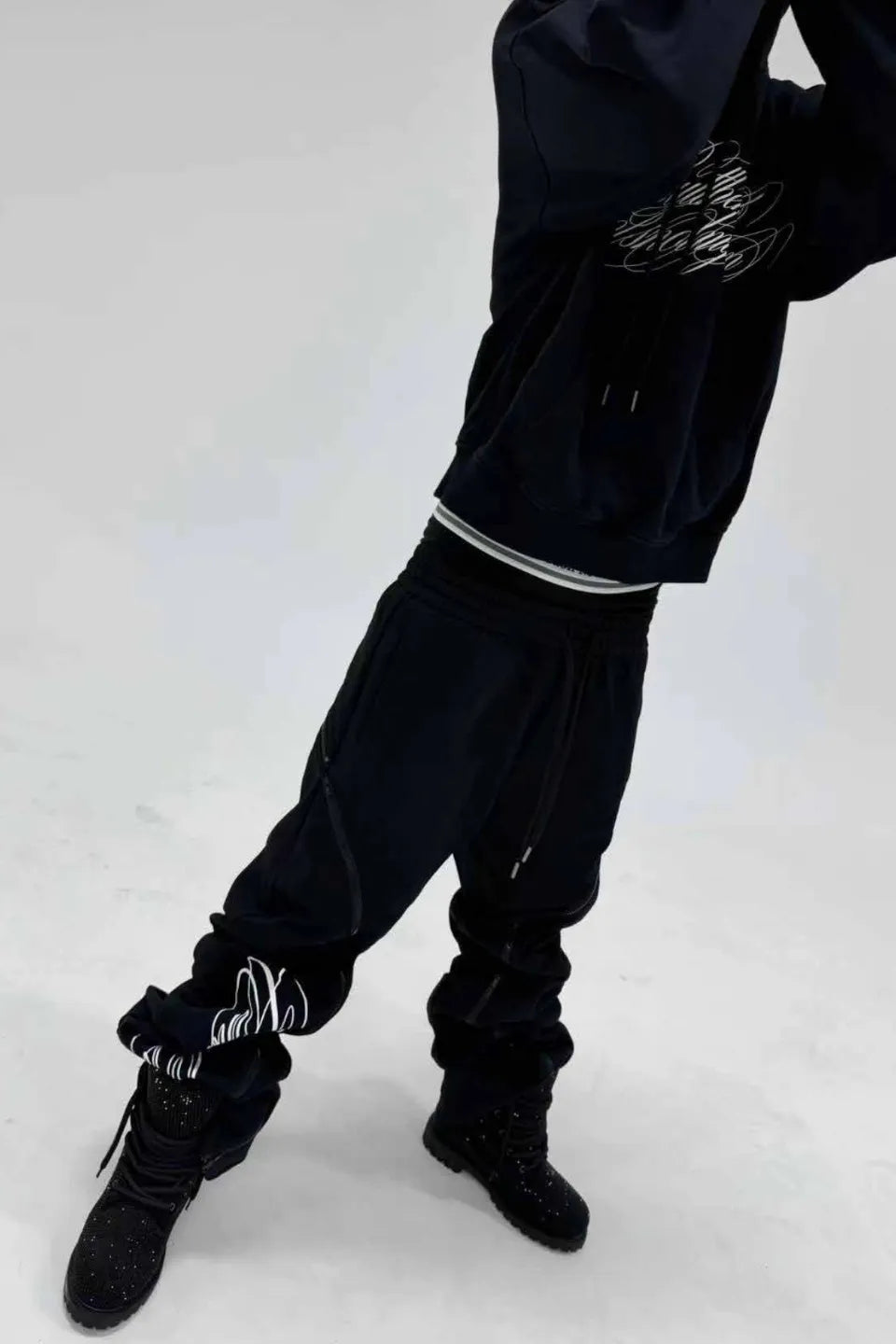 Multi Zip Calligraphy Sweatpants
