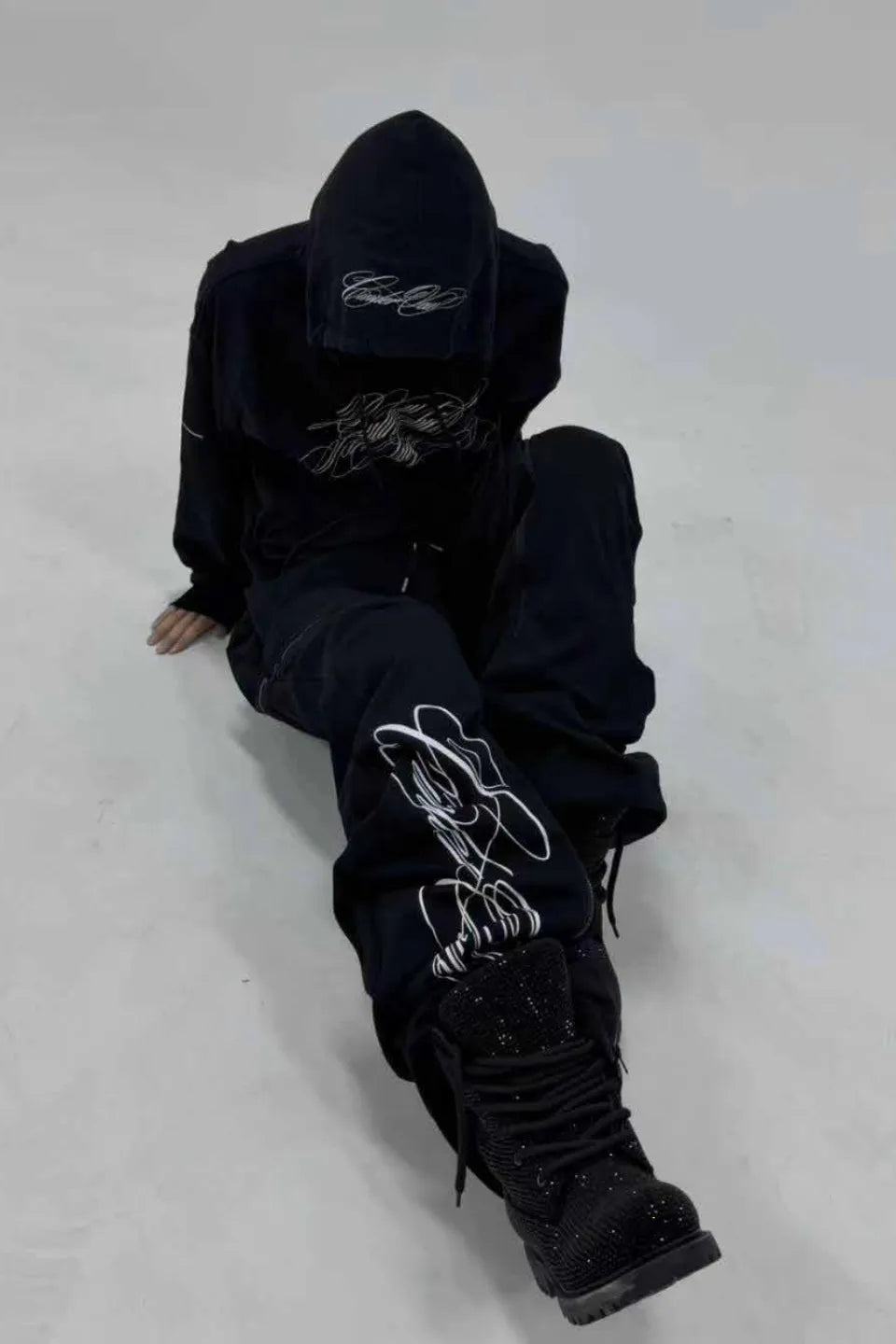 Multi Zip Calligraphy Sweatpants