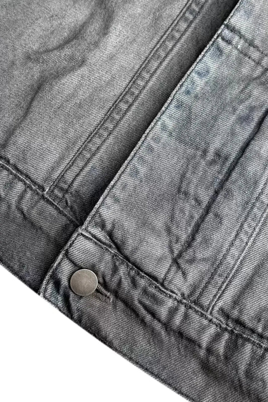 Gradient Coated Whisker Distressed Denim Jacket