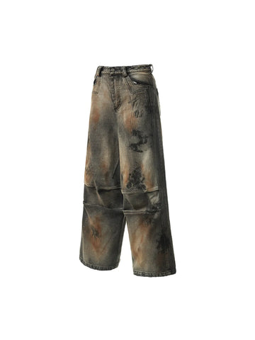 A-line Washed Baggy Jeans