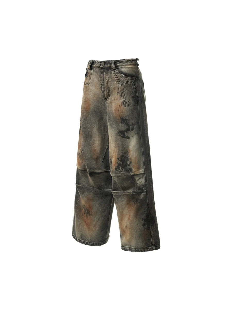 A-line Washed Baggy Jeans