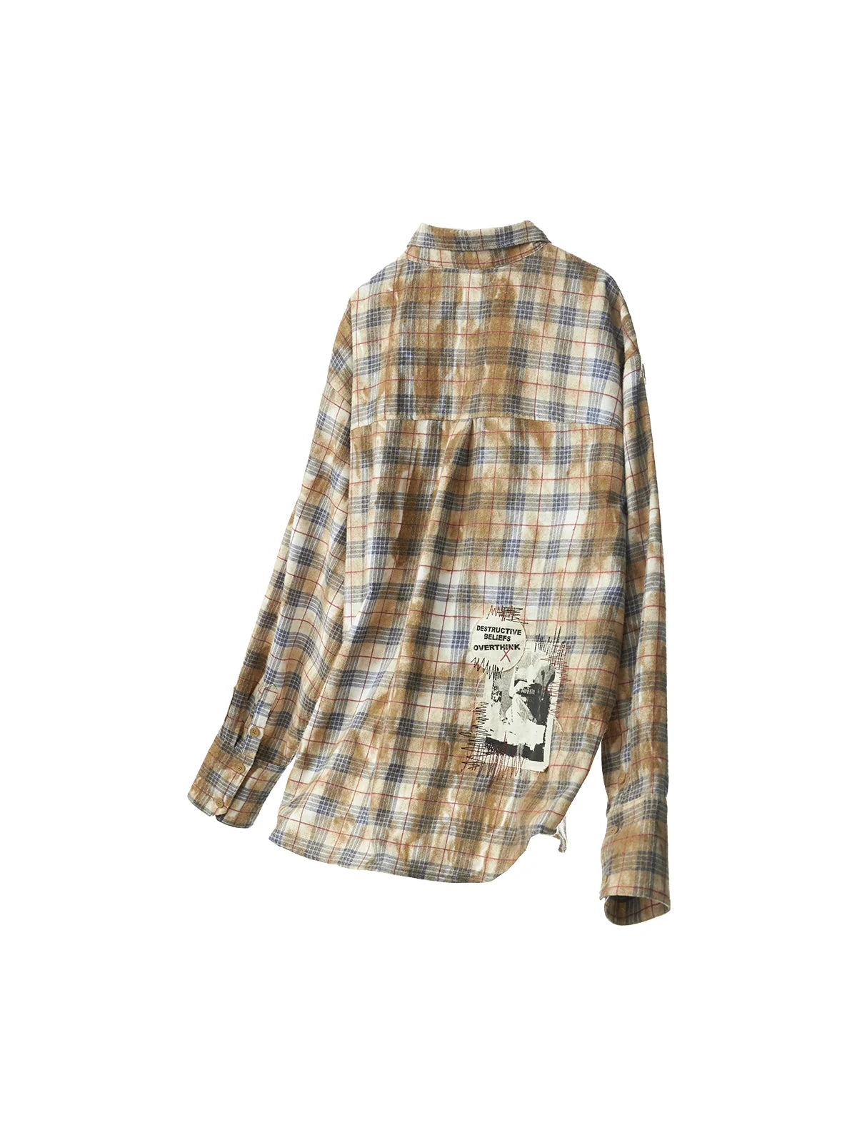 EMO Grunge Patchwork Stain Plaid Shirt