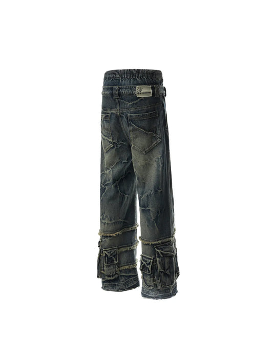 Double Waistband Cargo Jeans