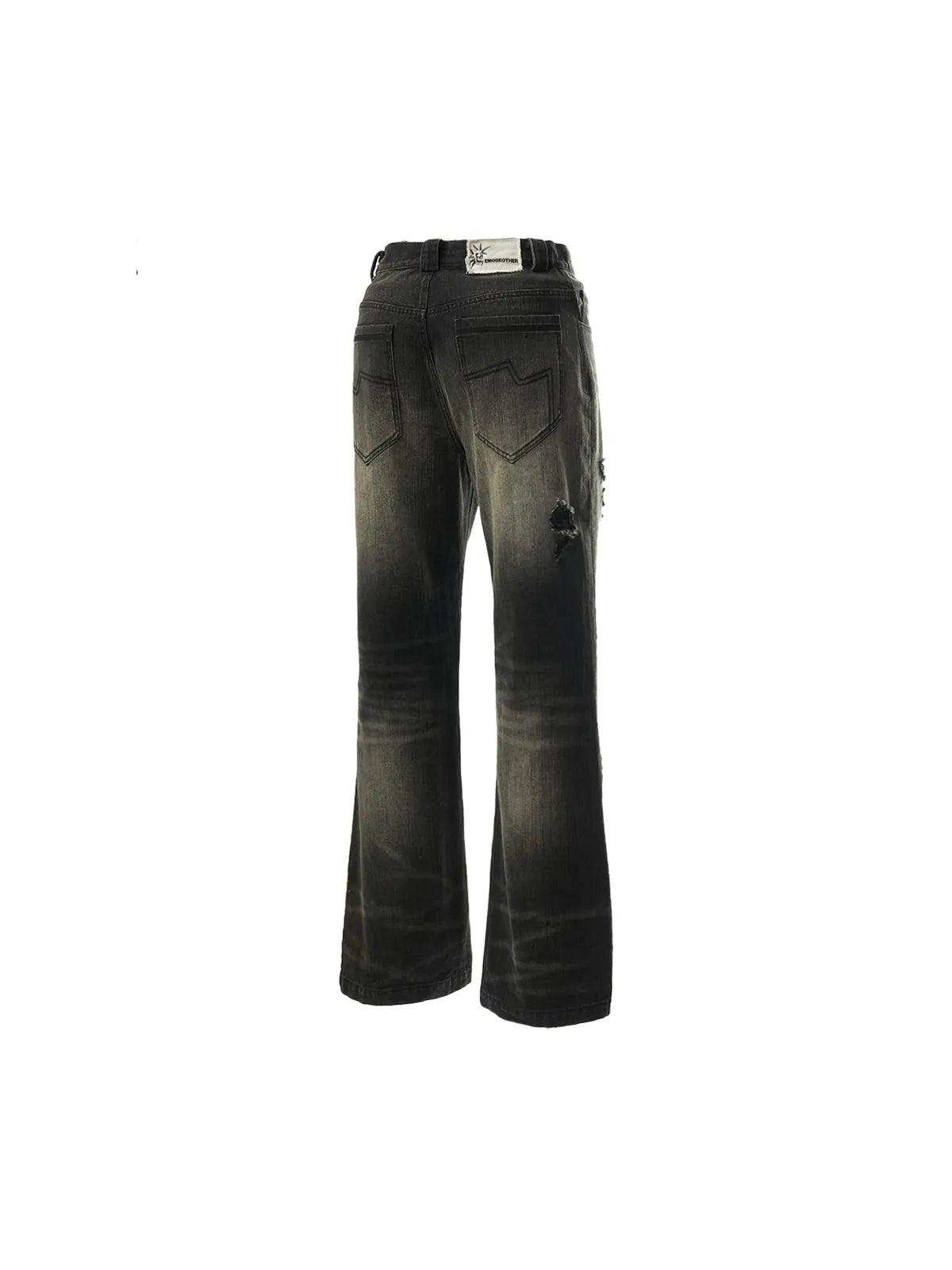 Black Distressed Flared Jeans