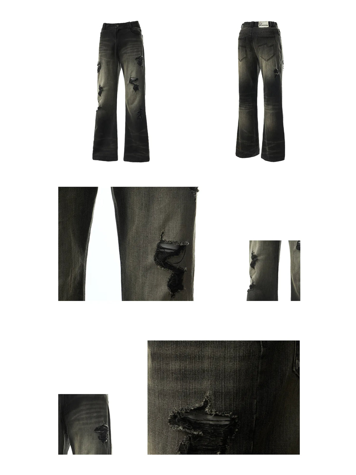 Black Distressed Flared Jeans