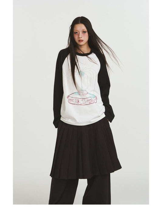 Black Pleated Wide Leg Trousers [ID:0001PA]