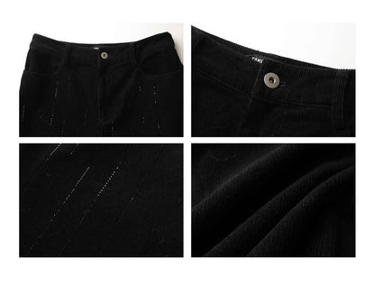 Full Diamond Corduroy Short Casual Straight Pants [ID:0018PA]