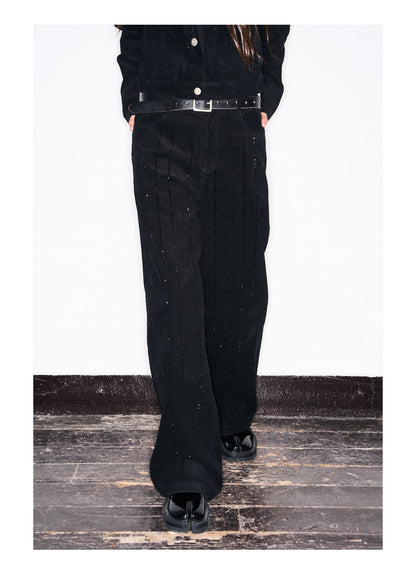 Full Diamond Corduroy Short Casual Straight Pants [ID:0018PA]