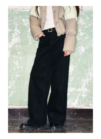 Full Diamond Corduroy Short Casual Straight Pants [ID:0018PA]