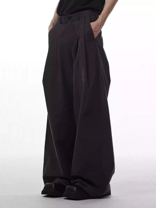 Gray Retro Style Loose Wide-Leg Unisex Mop Pants [ID:0023PA]