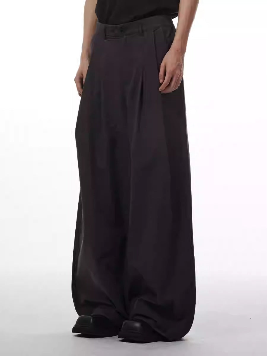 Gray Retro Style Loose Wide-Leg Unisex Mop Pants [ID:0023PA]