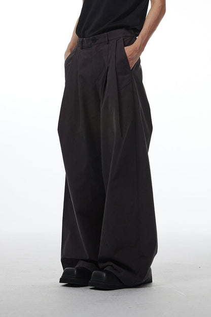 Gray Retro Style Loose Wide-Leg Unisex Mop Pants [ID:0023PA]