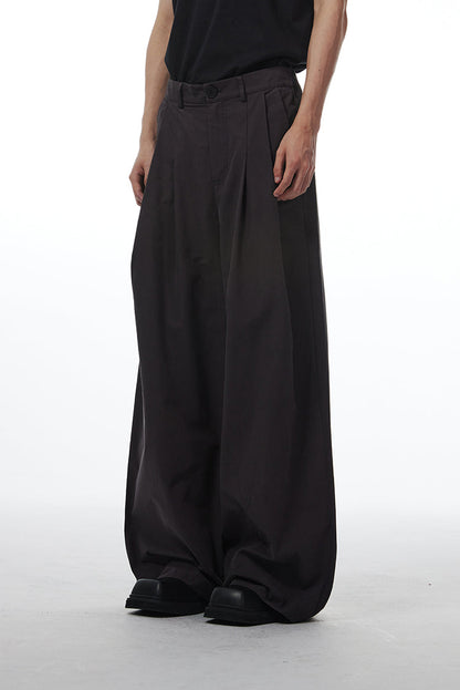 Gray Retro Style Loose Wide-Leg Unisex Mop Pants [ID:0023PA]