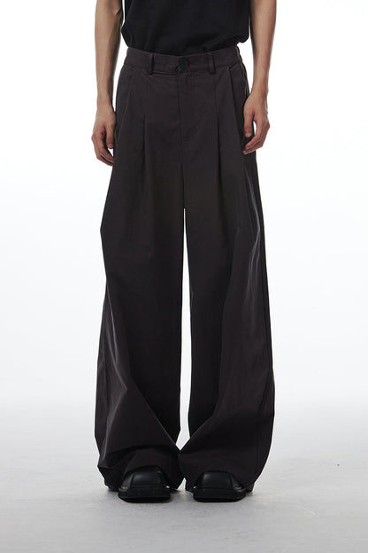 Gray Retro Style Loose Wide-Leg Unisex Mop Pants [ID:0023PA]