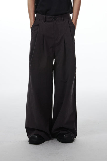 Gray Retro Style Loose Wide-Leg Unisex Mop Pants [ID:0023PA]