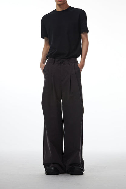 Gray Retro Style Loose Wide-Leg Unisex Mop Pants [ID:0023PA]