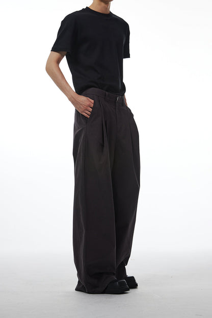 Gray Retro Style Loose Wide-Leg Unisex Mop Pants [ID:0023PA]