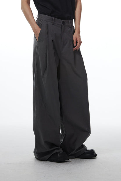 Gray Retro Style Loose Wide-Leg Unisex Mop Pants [ID:0023PA]