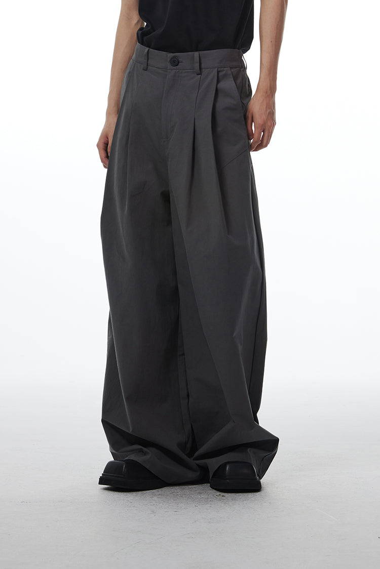 Gray Retro Style Loose Wide-Leg Unisex Mop Pants [ID:0023PA]