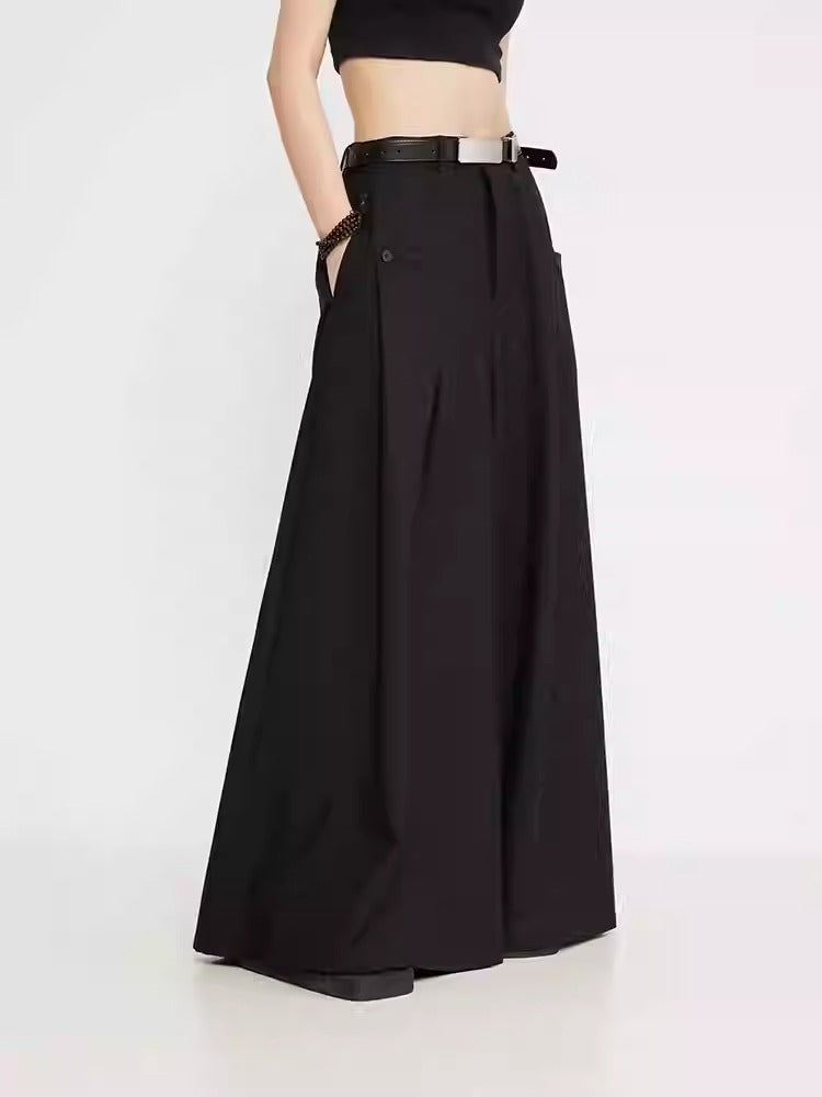 Luxury Dark Super Wide Culottes High-Waist Original Pants [ID:0025PA]