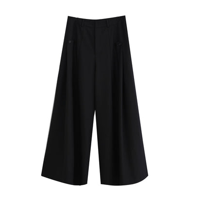 Luxury Dark Super Wide Culottes High-Waist Original Pants [ID:0025PA]