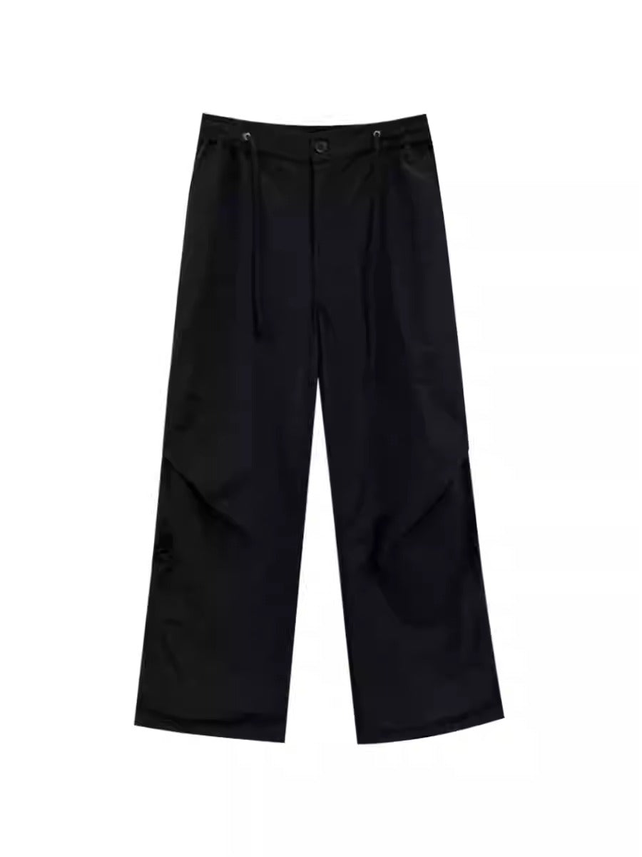 Loose Pleated Wide-Leg Floor-Length Casual Pants [ID:0026PA]